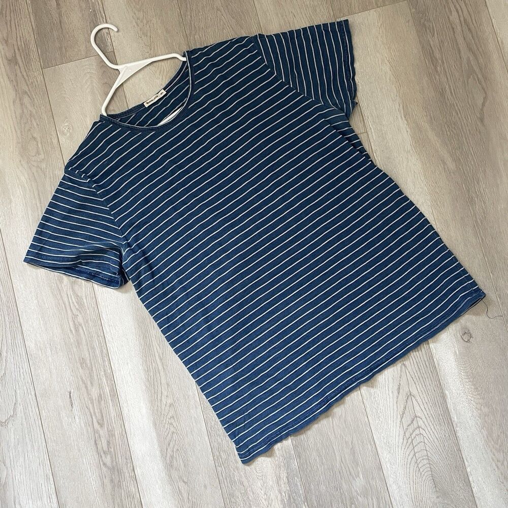 Marine Layer Tshirt cotton striped crewneck short sleeve mens Blue medium large
